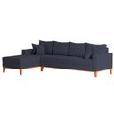 Ver imagem 4 de Sofá 4 Lugares Beny com Chaise Esquerdo Suede Azul