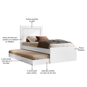 Ver imagem 4 de Cama de Solteiro com Auxiliar Luara Branco de Mdf Moderna para Quarto