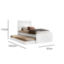 Ver imagem 2 de Cama de Solteiro com Auxiliar Luara Branco de Mdf Moderna para Quarto
