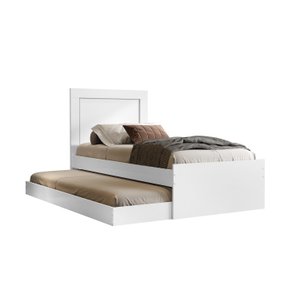 Cama de Solteiro com Auxiliar Luara Branco de Mdf Moderna para Quarto