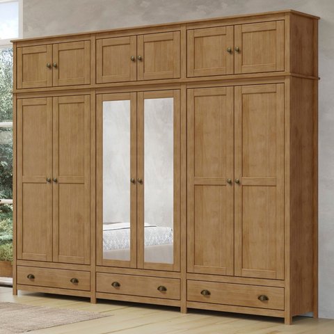 Guarda Roupa Casal 261cm com Espelho Lázio Freijó F07 - Mpozenato