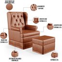 Ver imagem 4 de Poltrona De Amamentação Com Balanço e Puff P02 Capitonê Couríssimo Camel - Lyam Decor