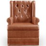 Poltrona De Amamentação Com Balanço e Puff P02 Capitonê Couríssimo Camel - Lyam Decor - 8