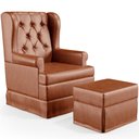 Ver imagem 1 de Poltrona De Amamentação Com Balanço e Puff P02 Capitonê Couríssimo Camel - Lyam Decor