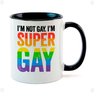 Caneca Branca com Interna Preta Y5 Eu Não Sou Gay Eu Sou Super Gay Lgbt Lgbtqia - 1