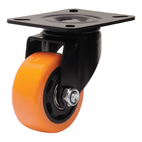 Rodízio Giratório C/ Placa Série 12 Black Roda Laranja 3" Colson 6239 Glpb 312 Bpa.e