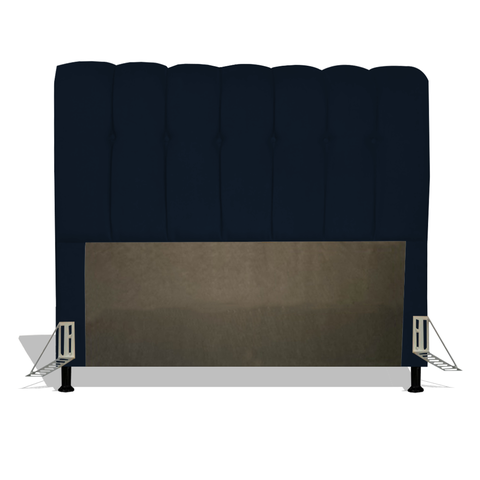 Cabeceira Estofada Florença 195 cm Para Cama Box Quarto King Size Suede Azul Marinho