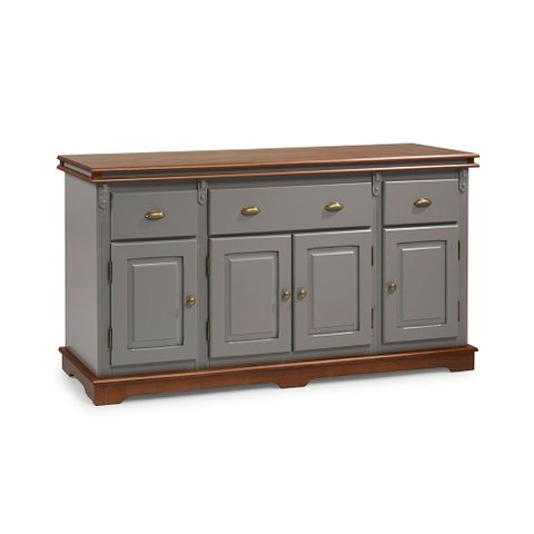Balcão Buffet 4 Portas 3 Gavetas Manchester 2048 Linz Móveis - Cinza/Imbuia Glazer