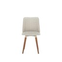 Ver imagem 3 de Kit de 6 Cadeiras de Madeira Maciça Estofada Dakota - Natural C/ Bouclé Cru e Pu Off White -