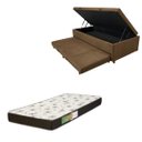 Ver imagem 1 de Cama Box Baú Solteiro com Auxiliar (Bicama) + Colchão Solteiro Espuma D20 12cm | Kit Completo com Ca