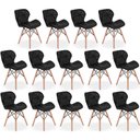 Ver imagem 1 de Kit 14 Cadeiras de Jantar Charles Eames Slim Wood Estofada - Preto