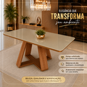 Ver imagem 2 de Mesa de Jantar 120x80 Retangular Base MDF com Vidro para Cozinha Sala e Area Goumet:Off White