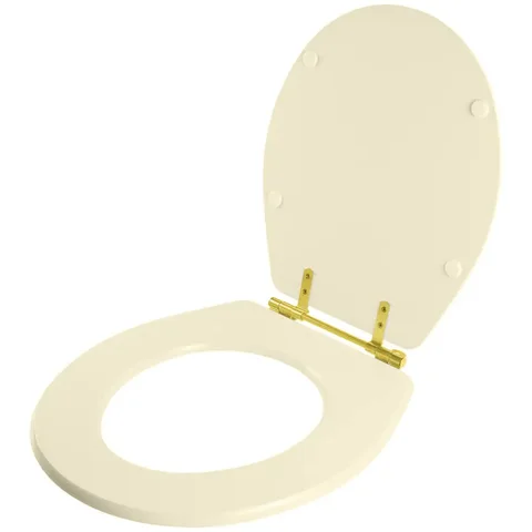 Assento Sanitário Windsor Creme para vaso Deca Com Ferragem Dourada
