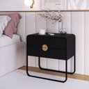 Ver imagem 1 de Mesa de Cabeceira 60cm 2 Gavetas Orgânica Pé Metal Luna Preto