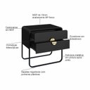 Ver imagem 6 de Mesa de Cabeceira 60cm 2 Gavetas Orgânica Pé Metal Luna Preto
