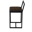 Ver imagem 4 de Kit 2 Banqueta Baixa Para Cozinha Preta Industrial Assento Estofado  