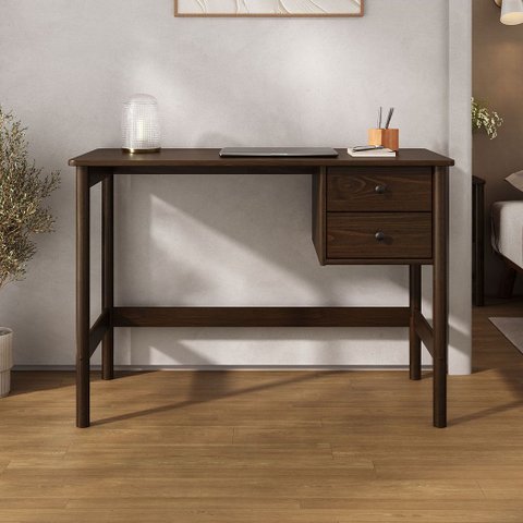 Escrivaninha de Madeira 2 Gavetas Office 110 Cm Cor Imbuia Marlo Idimex