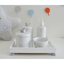 Ver imagem 1 de Kit Higiene Porcelana Bebê Banho Cuidado Quarto Unissex Maternidade K014 Pássaro - Prata