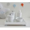 Kit Higiene Porcelana Bebê Banho Cuidado Quarto Unissex Maternidade K014 Pássaro - Prata - 1