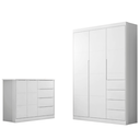 Ver imagem 1 de Conjunto Infantil Roupeiro e Comoda Eloa Mdf Branco Pheonix Baby