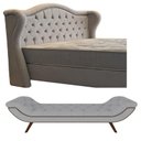 Ver imagem 1 de Kit Cabeceira para Cama King 195 Cm Monaco e Recamier Veneza com Tachas - Veludo Cinza