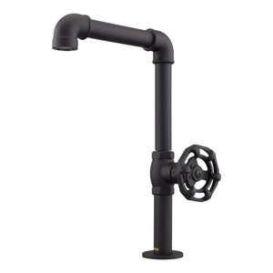 Torneira de Mesa Cozinha e Lavatório Volante Redondo Bica Alta Móvel Living 1/2" Black Fosco (1195 B