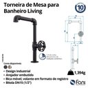 Ver imagem 6 de Torneira de Mesa Cozinha e Lavatório Volante Redondo Bica Alta Móvel Living 1/2" Black Fosco (1195 B