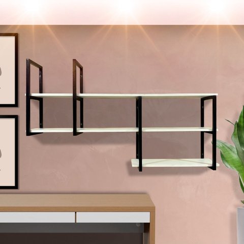 Prateleira Decorativa Estilo Industrial Suspensa Moderna Mdf 1mt