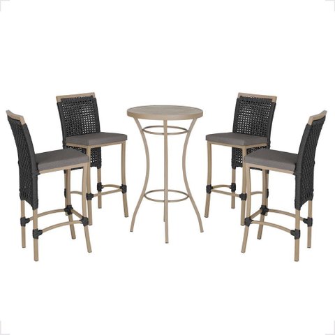 Mesa Bistro e 4 Banquetas Roma Fendi Corda Náutica 11 Trama Original