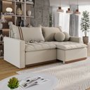 Ver imagem 1 de Sofá Cama Casal Retrátil e Reclinável 3 Lugares Bouclé Bege Flórida 220cm