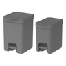 Kit 2 Lixeiras Com Pedal e Aro Trium 6 + 12 Litros Lixo - OU Cor:Cinza - 1