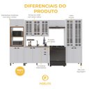Ver imagem 5 de Armário de Cozinha Modulada Completa Fidelitá Nara 100% MDF 5 Peças 350cm 16 Portas 2 Gavetas sem