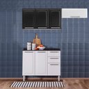 Ver imagem 1 de Cozinha Itatiaia Luce 7 Portas com Balcão 2 Gavetas Branco e Armários Aéreos Preto / Branco