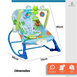 Cadeira de Descanso Bebê Balanço Azul até 18kg Suave Vibração Relaxante Cinto de Segurança Mobile Ba - 2