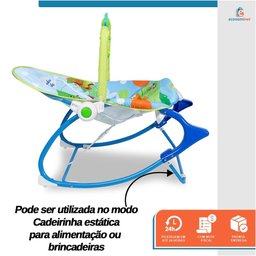 Cadeira de Descanso Bebê Balanço Azul até 18kg Suave Vibração Relaxante Cinto de Segurança Mobile Ba - 4