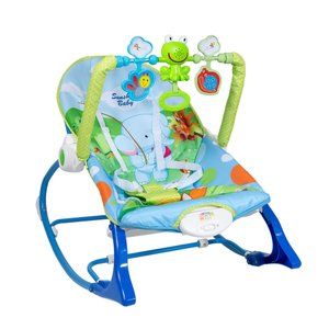 Cadeira de Descanso Bebê Balanço Azul até 18kg Suave Vibração Relaxante Cinto de Segurança Mobile Ba