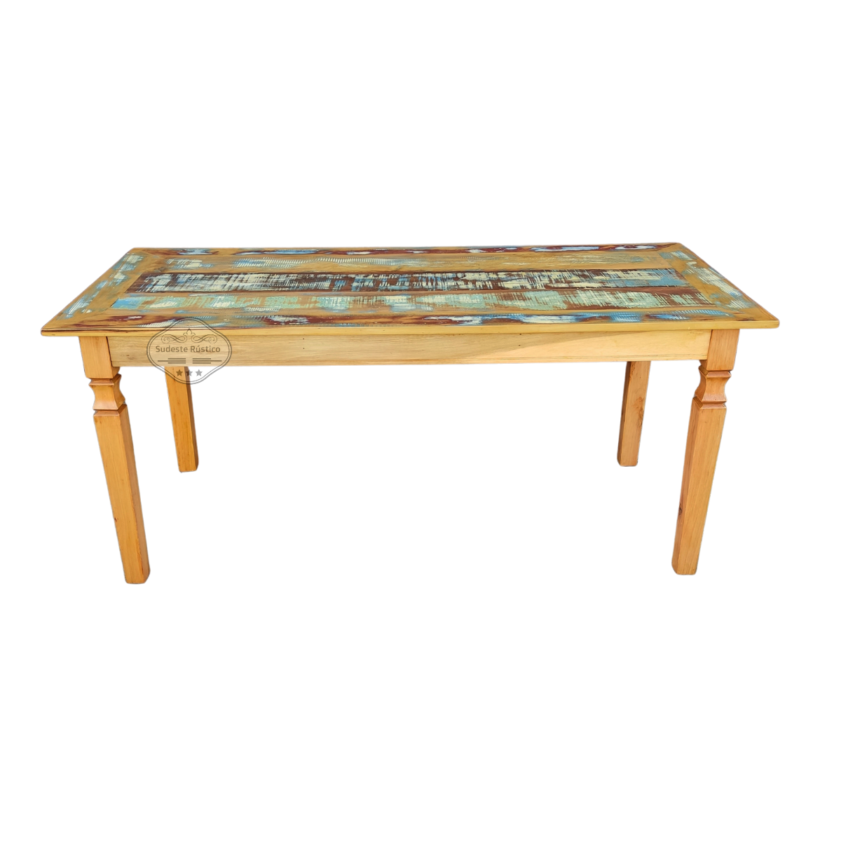 Mesa em madeira 180 x 80 com tinta pátina em demolição Sudeste Rústico - 3