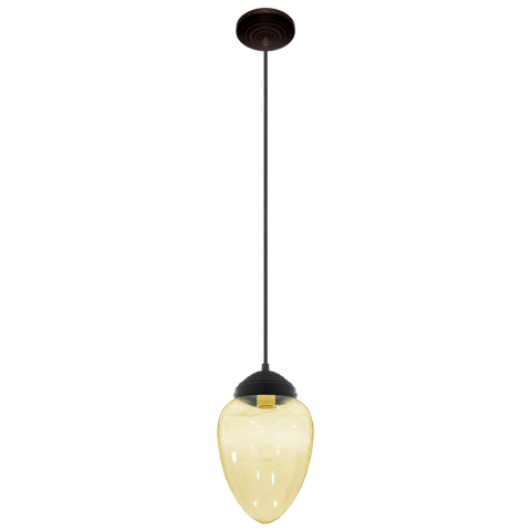 Lustre Pendente Vintage Fashion Preto Globo Pêra Âmbar