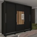 Ver imagem 1 de Roupeiro Veneza 3 Portas com Espelho com Pés - Preto Acetinado