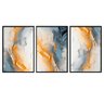 Kit com 3 Quadros Decorativos 70x50 Cm Abstrato Marmorizado com Moldura Caixa Preta 3cm Profundidade - 2