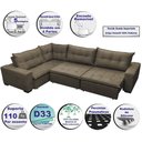 Ver imagem 7 de Sofa de Canto Retrátil e Reclinável com Molas Cama Inbox Oklahoma 3,65x2,51 ou 2,51x3,65 Café