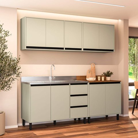 Armário de Cozinha Modulada Completa 4 Peças 200cm sem Tampo 250028 Koya Politorno Móveis