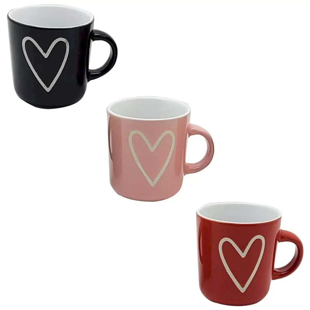 Conjunto 3 Caneca de Porcelana Big Heart Coreção Café Chá Presente - 2