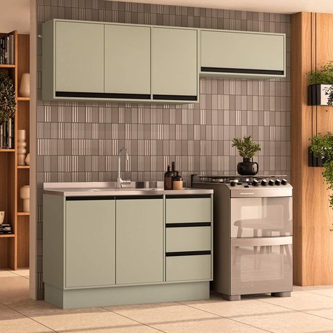 Armário de Cozinha Modulada Completa 3 Peças 200cm sem Tampo 250033 Koya Politorno Móveis