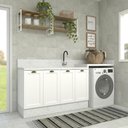 Ver imagem 1 de Conjunto Lavanderia Aurora Provençal 140cm Modulável Nicho Cor:branco