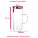 Ver imagem 4 de Jarra Vidro Borossilicato 1,5l Tampa Inox Resistente