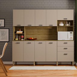 Cozinha Ambiente Intense 10 Portas e 2 Gavetas Freijó Vanilla - Kits Paraná - 1