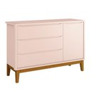 Ver imagem 2 de Cômoda Infantil e Guarda Roupa 3 Portas New Classic Rosa com Pés Madeira – Reller