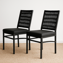 Ver imagem 1 de Kit 2 Cadeira Corda Náutica Preta Assento Corino Preto