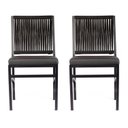 Ver imagem 3 de Kit 2 Cadeira Corda Náutica Preta Assento Corino Preto